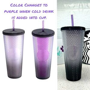 Starbucks Magic Halloween Clear/Purple Color Changing Studded Tumbler, Taiwan